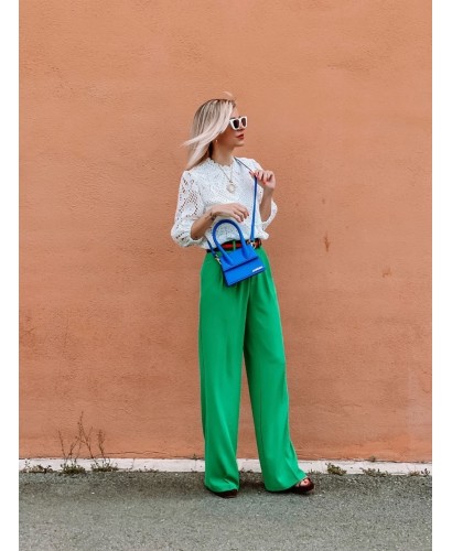 Pantalón pinzas verde