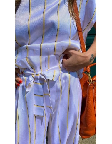 Pantalón blanco franja amarilla