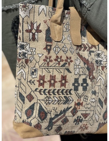 Bolso shopping pintado combinado en piel de...