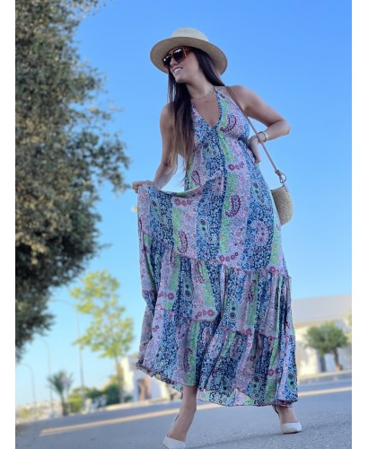 Vestido seda atado al cuello 2