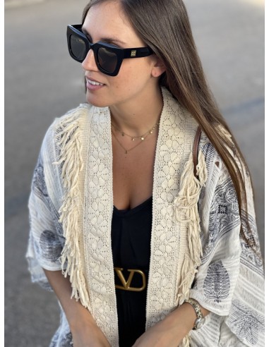 Kimono boho blanco