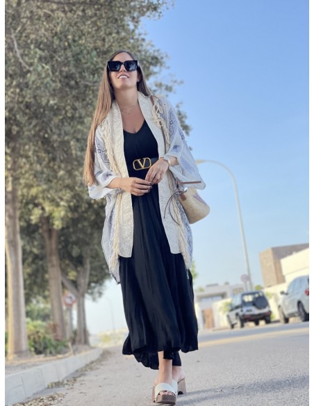 Kimono boho blanco