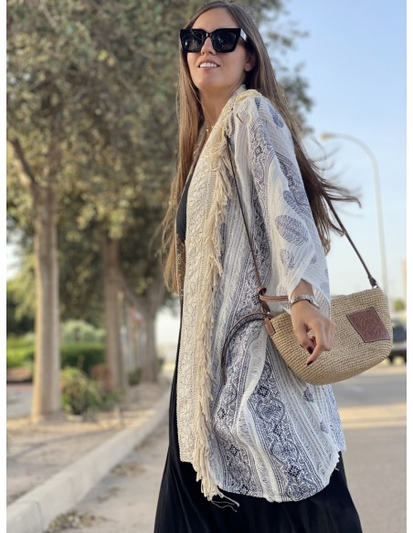 Kimono boho blanco