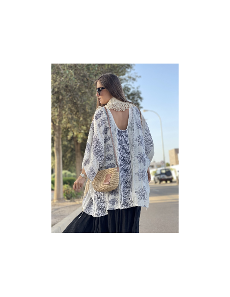 Kimono boho blanco