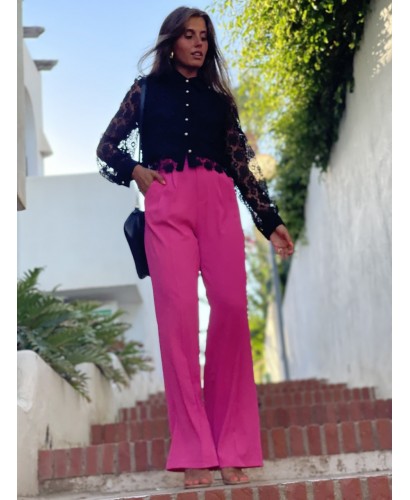 Pantalón pinzas rosa 2