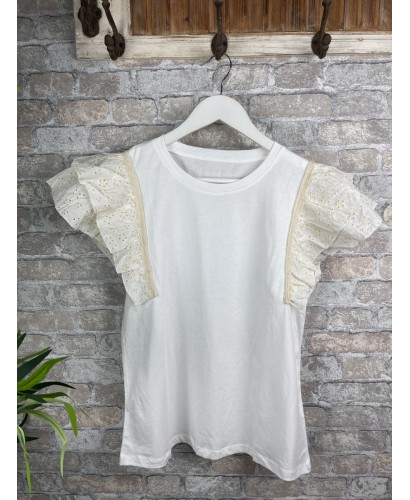 Camiseta manga con volante crudo 2