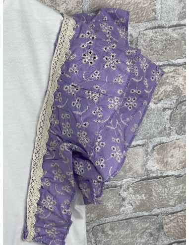 Camiseta manga con volante lila