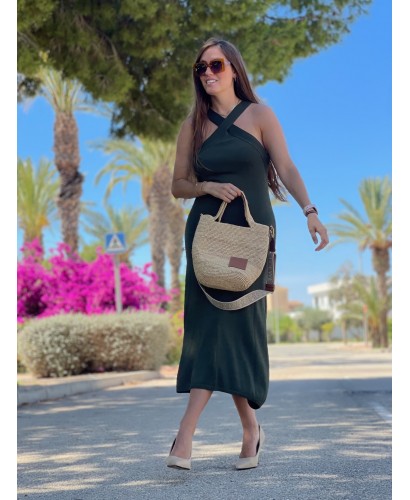 Vestido escote cruzado verde