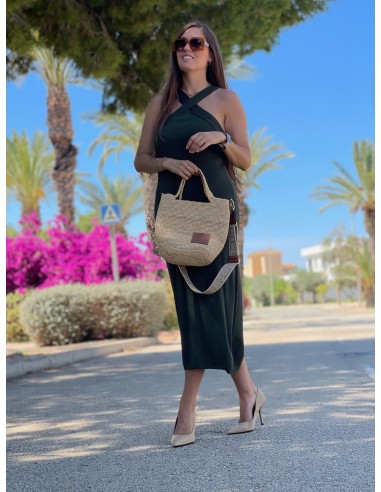 Vestido escote cruzado verde