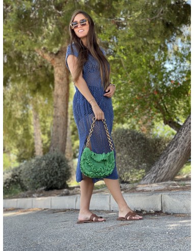Vestido punto calado azul