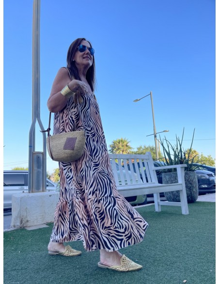 Vestido  Cebra tirante bordado