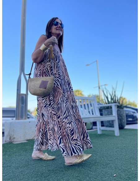 Vestido  Cebra tirante bordado