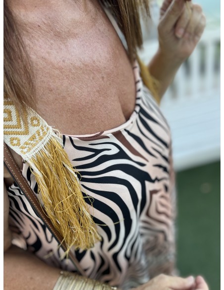 Vestido  Cebra tirante bordado