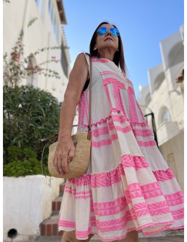 Vestido Grecia corto rosa sin mangas
