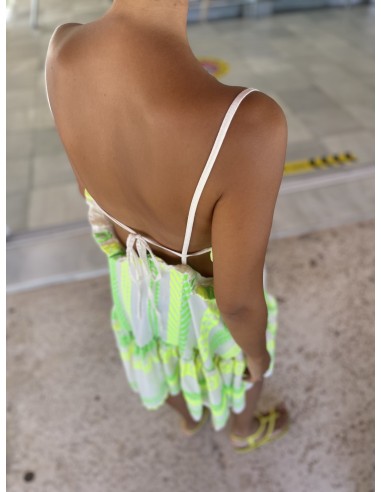 Vestido fluór amarillo y verde