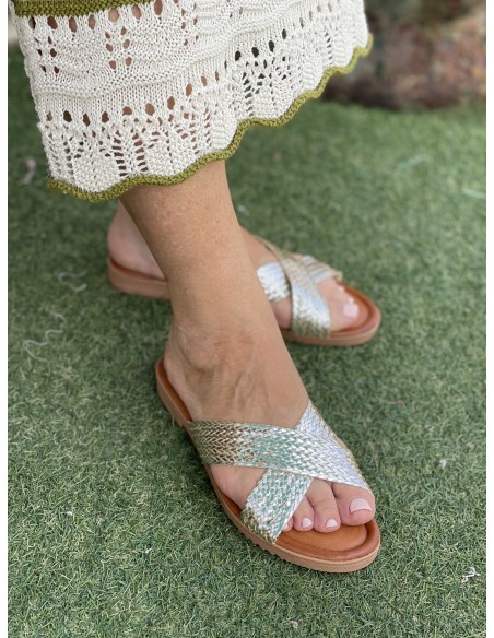 Sandalia tiras plata