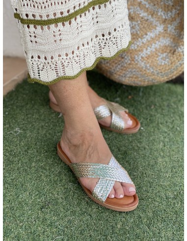 Sandalia tiras plata