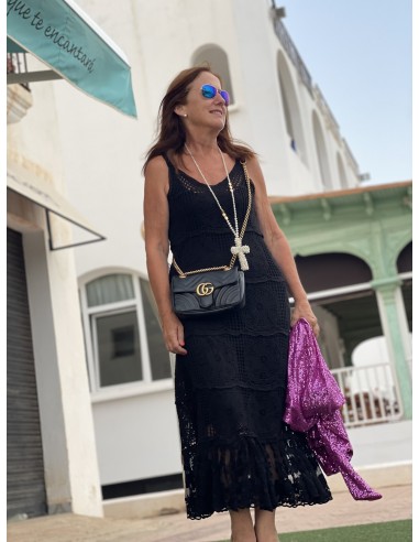 Vestido crochet tirantes negro