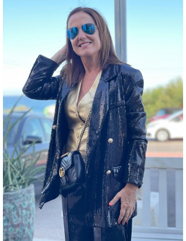Blazer lentejuelas negra