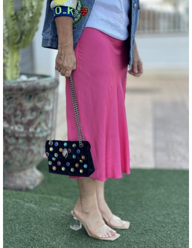 Falda satén rosa