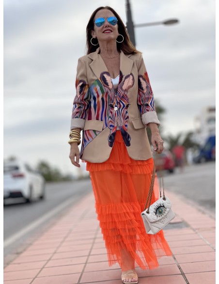 Falda de tul naranja