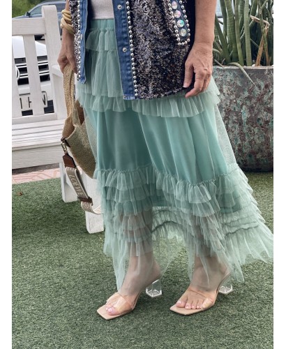 Falda de tul verde agua 2
