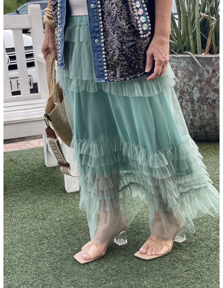 Falda de tul verde agua