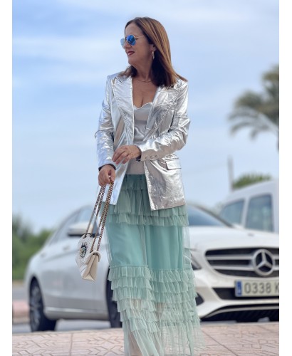 Falda de tul verde agua