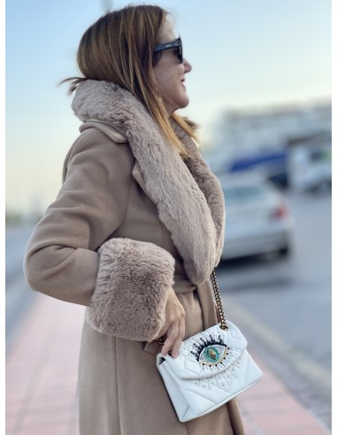 Abrigo de paño con pelo camel