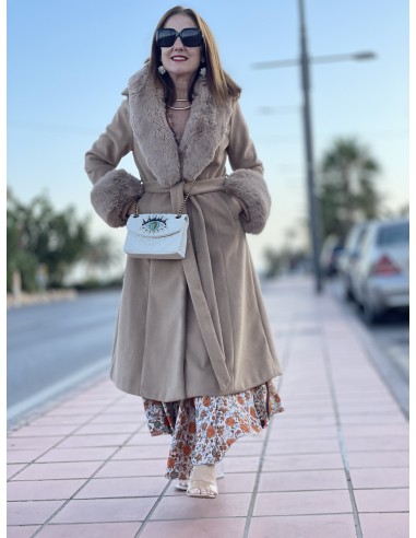 Abrigo de paño con pelo camel