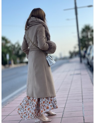 Abrigo de paño con pelo camel