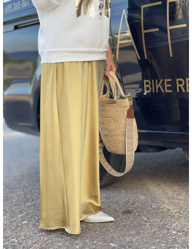 Falda de Satén Larga en dorado