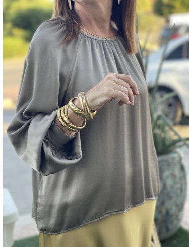 👚 Blusa Satén taupe