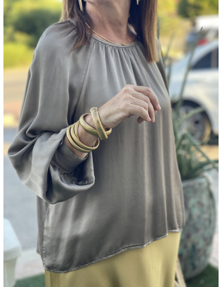 👚 Blusa Satén taupe