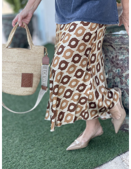 💋Falda de Satén con Estampado de Labios