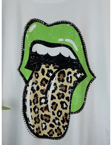 🐍Camiseta con Lengua Animal Print Verde