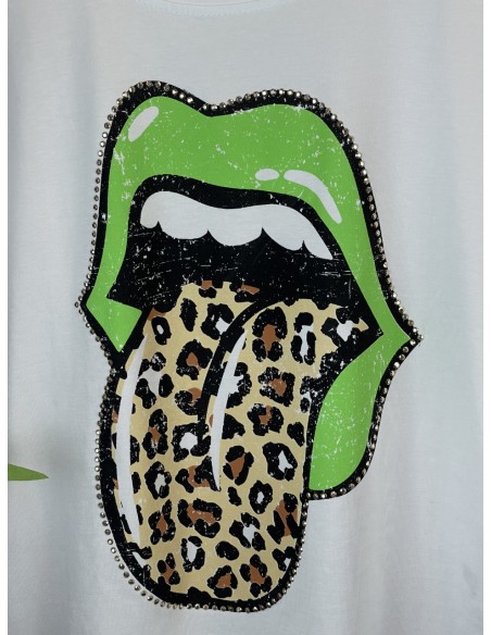 🐍Camiseta con Lengua Animal Print Verde