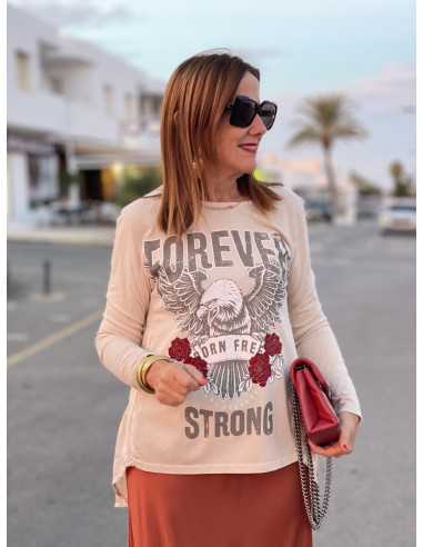 🦅 Camiseta cruda con Águila y Volante Trasero...