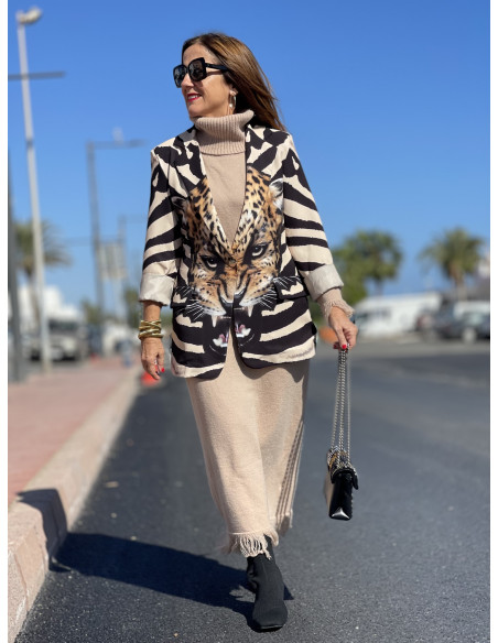 🌟Vestido Largo Camel de Flecos Suaves y Elegantes