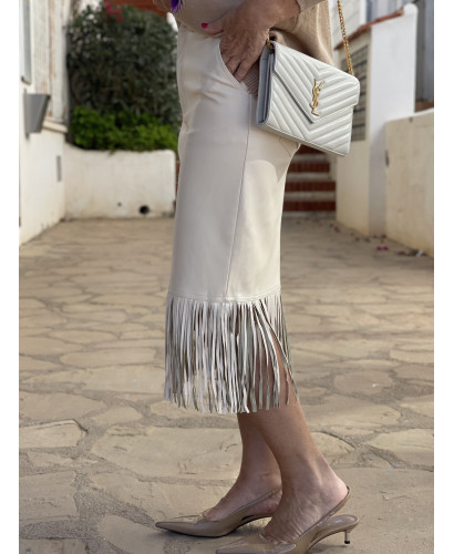 ✨ Falda efecto piel cruda con Flecos