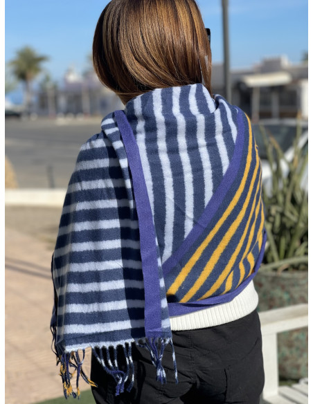 🌈 Bufanda Suave en Tonos Azul Eléctrico y Mostaza | Versátil como Bufanda o Pashmina 🧣