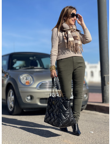 🍂 Bufanda Reversible de Corazones y Cuadros  M...