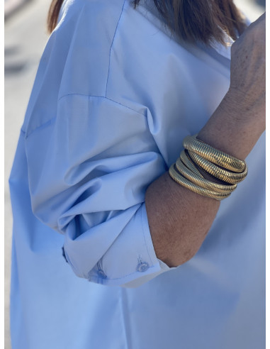 👗 Camisa Larga Asimétrica en Celeste -...