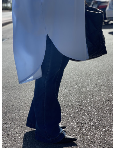 👗 Camisa Larga Asimétrica en Celeste -...