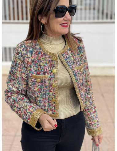 Chaqueta Tweed Corta Joya ✨🧥