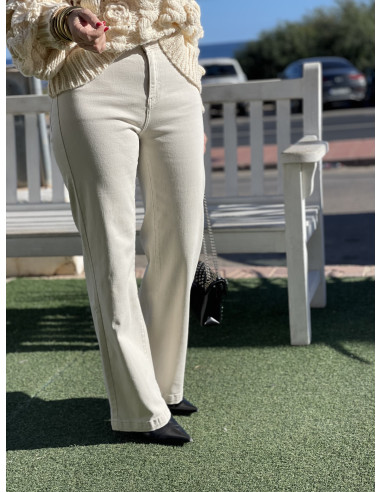 👖 Pantalón Vaquero Crudo de Pata Recta y Talle...