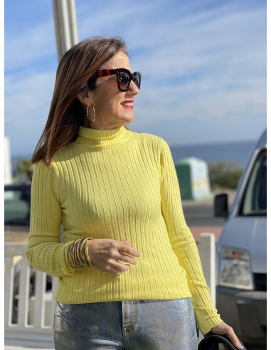 🌼 Suéter de Canalé en Amarillo Lima 🌈
