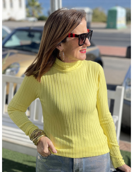 🌼 Suéter de Canalé en Amarillo Lima 🌈