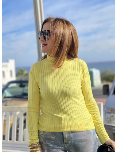 🌼 Suéter de Canalé en Amarillo Lima 🌈