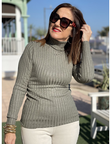 🌼 Suéter de Canalé en verde kaki 🌈